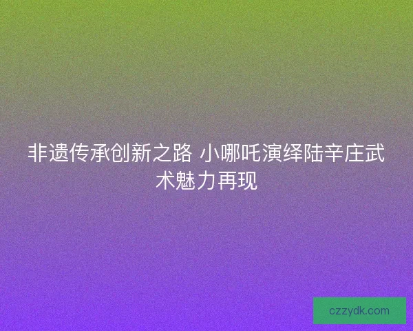 非遗传承创新之路 小哪吒演绎陆辛庄武术魅力再现