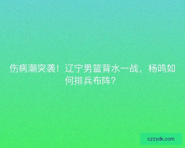 伤病潮突袭！辽宁男篮背水一战，杨鸣如何排兵布阵？