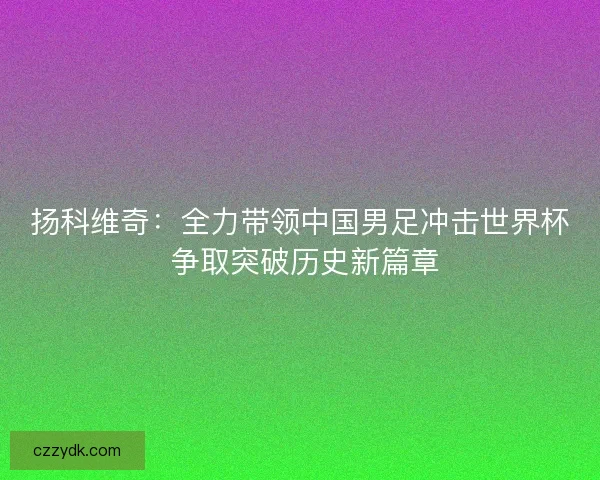 扬科维奇:全力带领中国男足冲击世界杯 争取突破历史新篇章 扬科维奇:全力带领中国男足冲击世界杯 争取突破历史新篇章