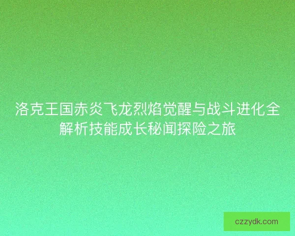 洛克王国赤炎飞龙烈焰觉醒与战斗进化全解析技能成长秘闻探险之旅